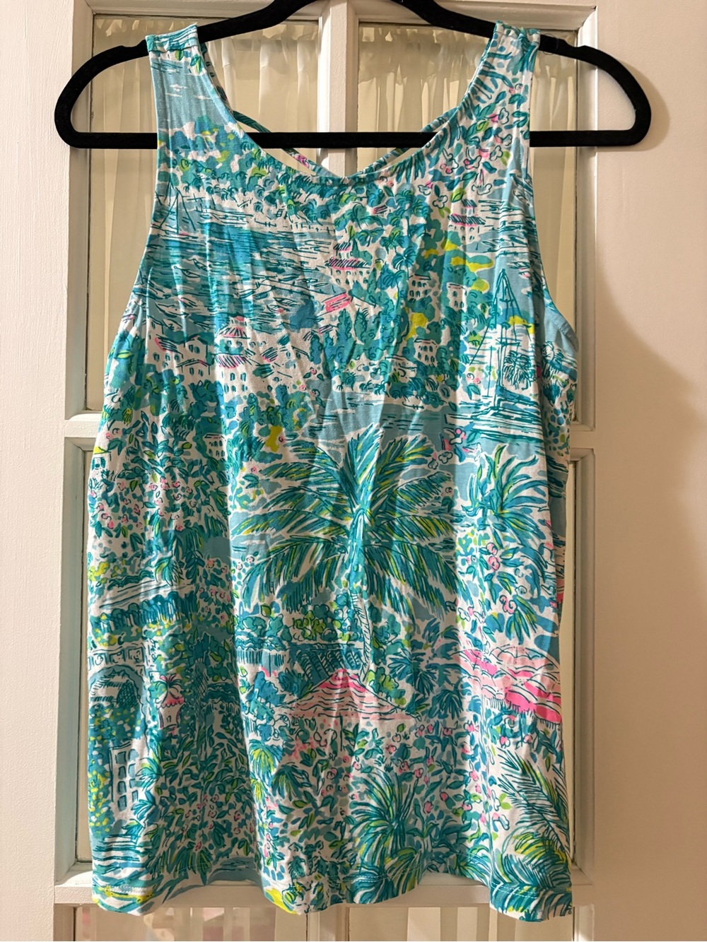 Lilly Pulitzer Florida-Inspired Print Sleeveless Tank Top - Aqua & Pink